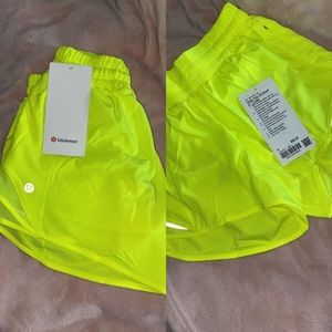 Neon Lululemon hotty hot shorts